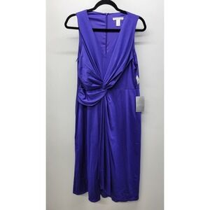 London Times Women's V-Neck Twist Waist Dress